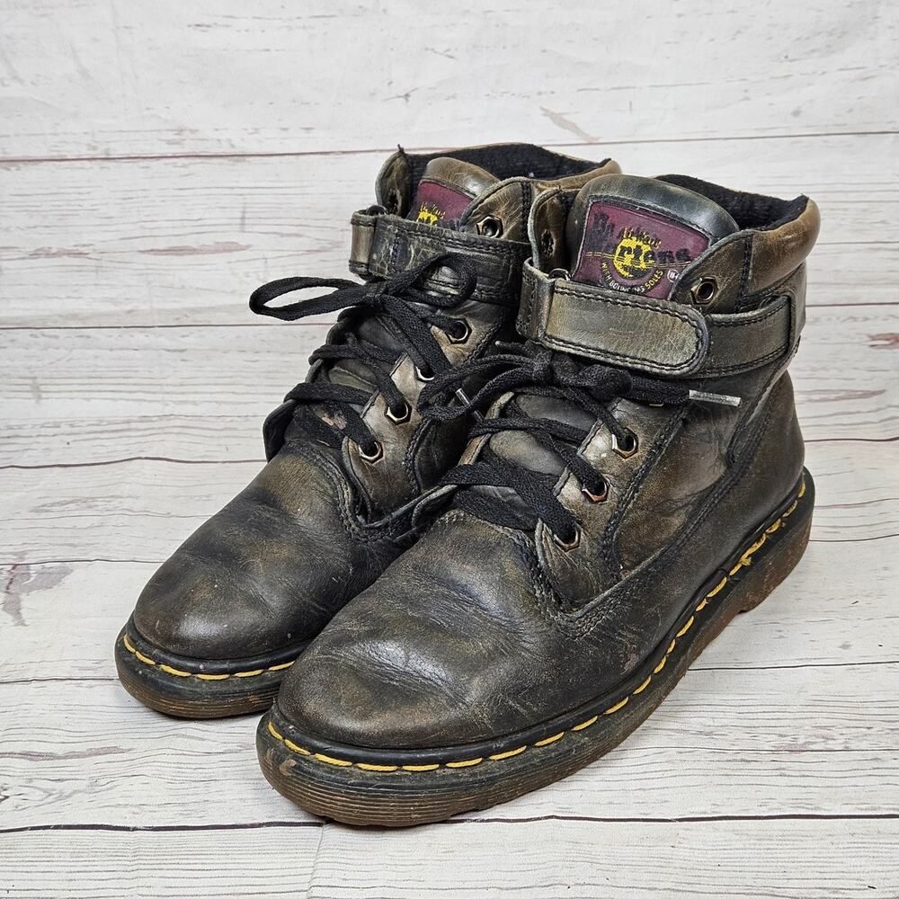 Dr. Martens 8059 Distressed Work Black Leather Ankle Boots UK 6 USW 8.5 USM 7